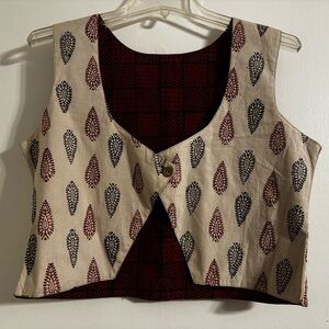 Indian hand printed inspired textile vest small